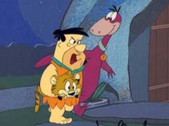 Fred Flintstone and Dino the Dinosaur